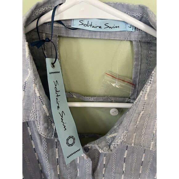 Solitaire Swim Beach Cover Up Tunic Dress Blue Pullover Large - Picture 4 of 8